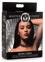 Bling Vixen Leather Choker with Rhinestones - Clear