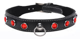 Fierce Vixen Leather Choker with Rhinestones - Red