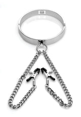 Isabella Sinclaire Slave Collar with Nipple Clamps