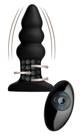 Rippled Rimming Silicone Butt Plug with Remote