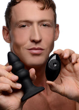 Rippled Rimming Silicone Butt Plug with Remote