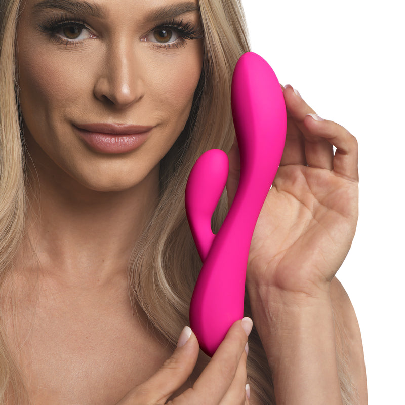 10X Flexible Silicone Rabbit Vibrator - Pink-0