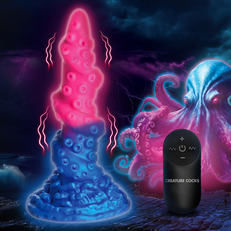 Deluxe Lord Kraken Vibrating Glow-in-the-Dark Silicone Dildo-0