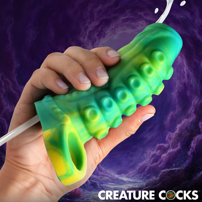 Tentacle Squirting Silicone Penis Enhancer - Green-0