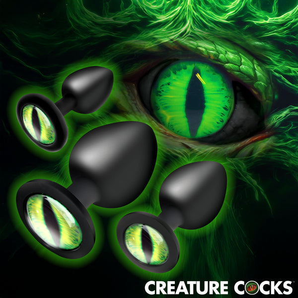 Creature Eyes Green Eye Silicone Butt Plug Set-0