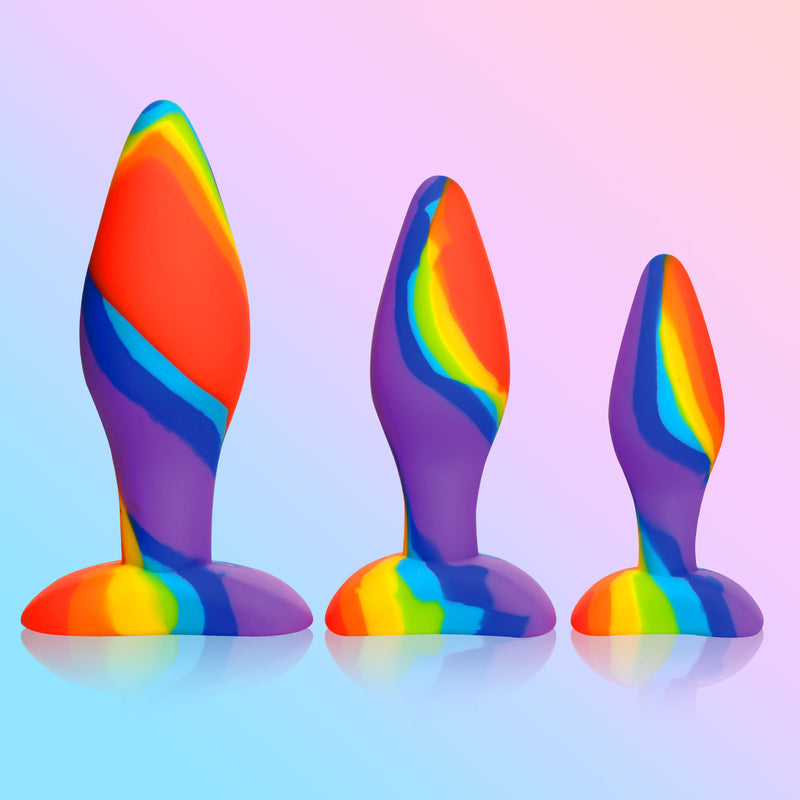 3 Piece Rainbow  Silicone Butt Plug Set-0