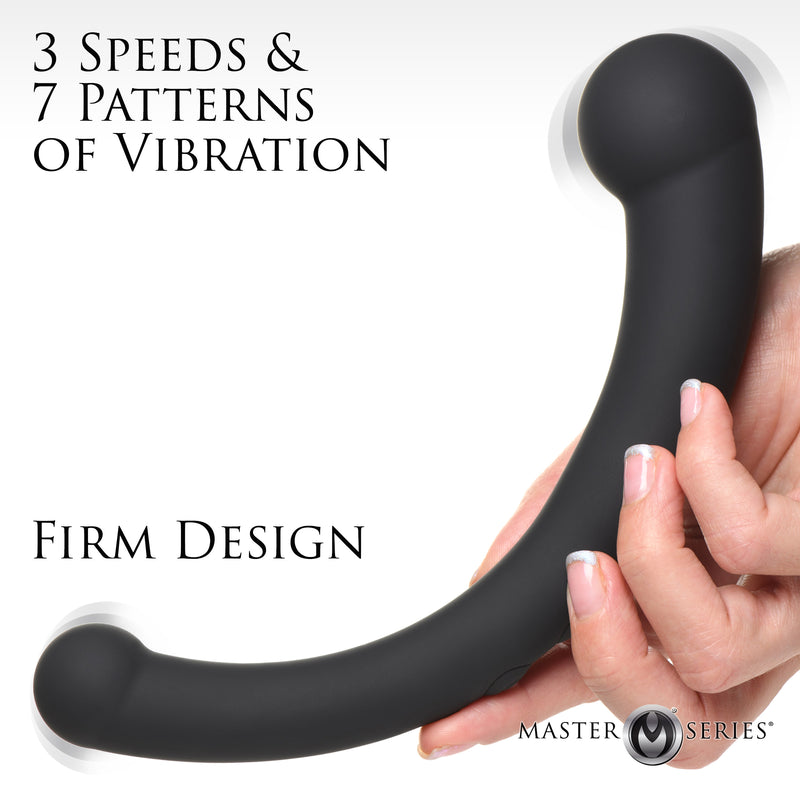 10X Vibra-Crescent Vibrating Silicone Dual-Ended Dildo - Black-0
