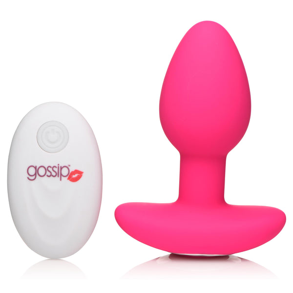 10X Pop Rocker Vibrating Silicone Plug with Remote - Magenta-0