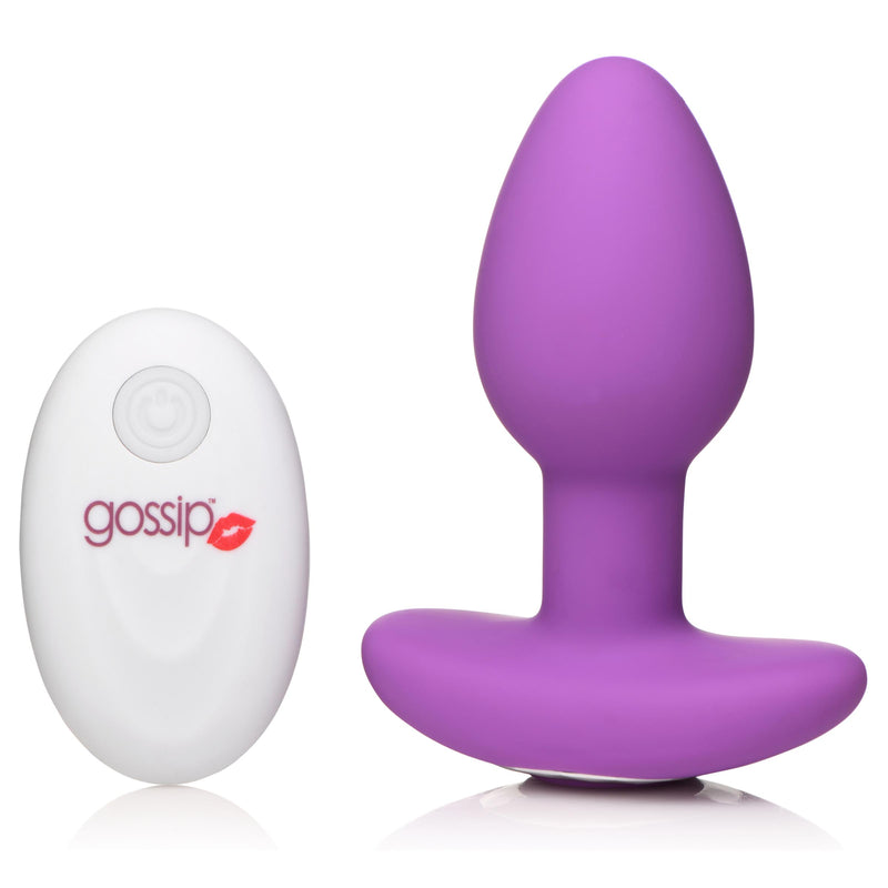 10X Pop Rocker Vibrating Silicone Plug with Remote - Violet-0