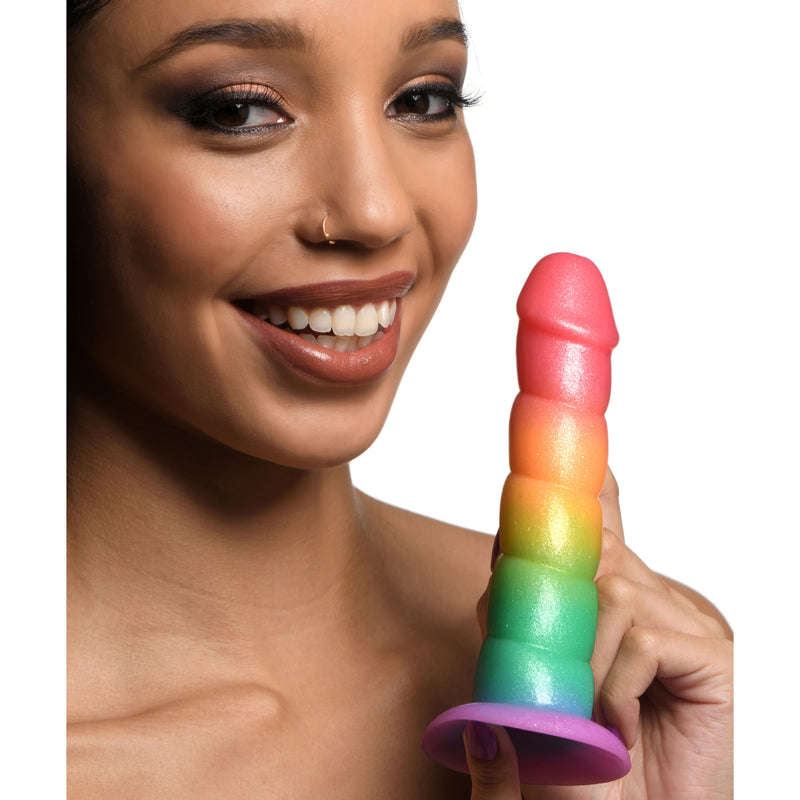 Swirl Rainbow Silicone Dildo-0