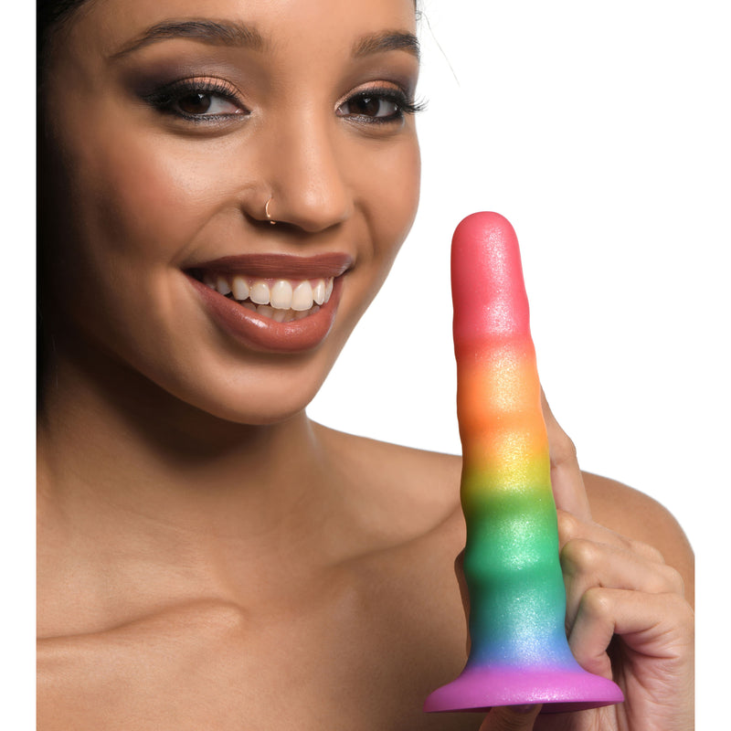 Zigzag Rainbow Silicone Dildo-0
