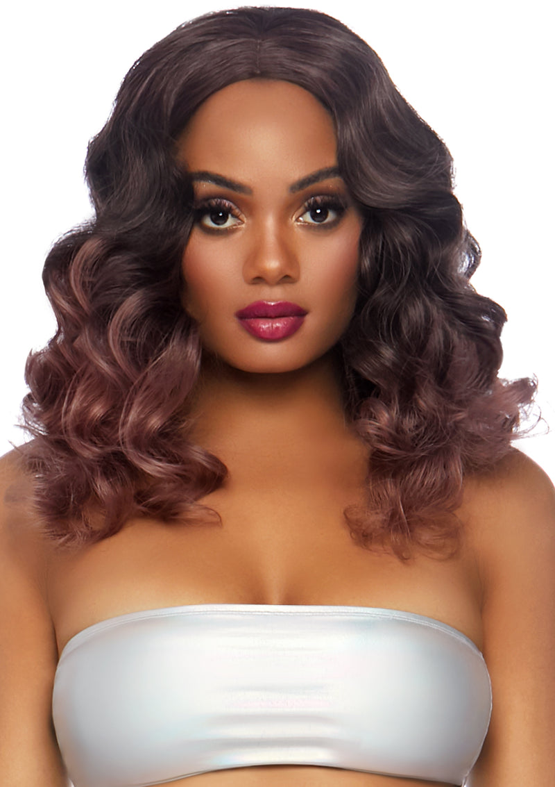 18" Curly ombre long bob wig.