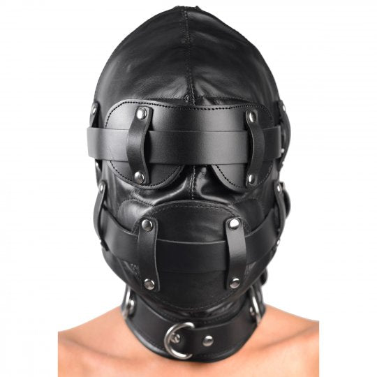 Total Lockdown Leather Hood - MediumLarge