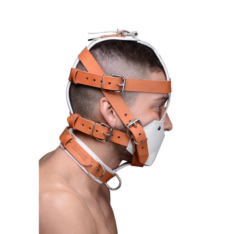 White and Tan Hospital Style Leather Muzzle