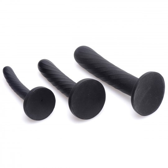 Trinity Strap-On Silicone 3 Piece Dildo Set – Black