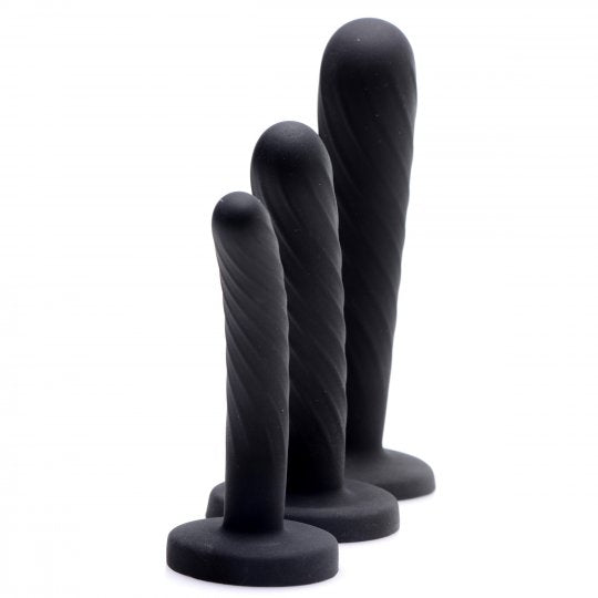 Trinity Strap-On Silicone 3 Piece Dildo Set – Black