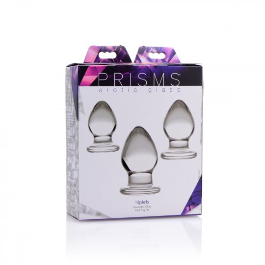 Triplets 3 Piece Glass Anal Plug Kit