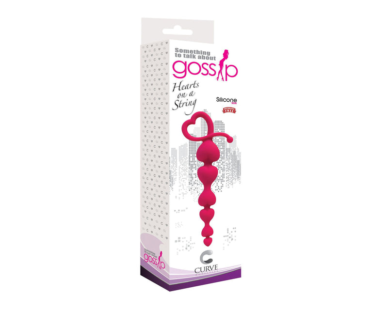 Gossip Hearts on a String Magenta Anal Beads