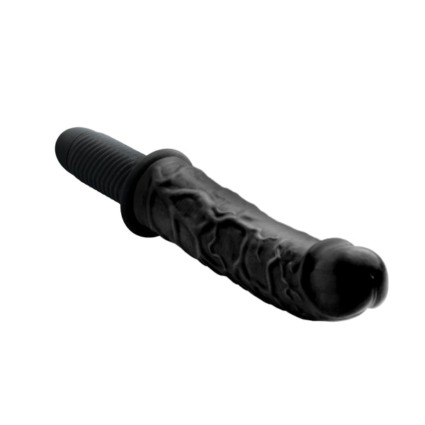 The Curved Dicktator 13 Mode Vibrating Giant Dildo Thruster - Black