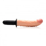 The Curved Dicktator 13 Mode Vibrating Giant Dildo Thruster - Flesh