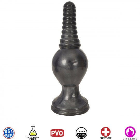The King Ribbed Tip Anal Plug – Black