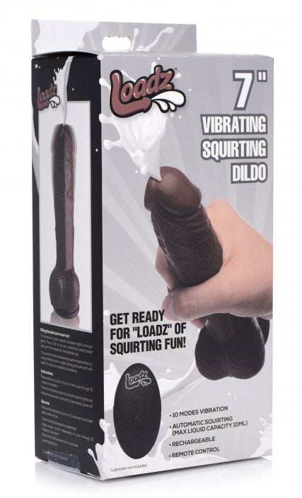 8 Inch Vibrating Squirting Dildo with Remote Control - Dark