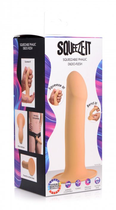 Squeezable Phallic Dildo - Flesh