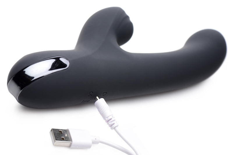 5 Star 13X Silicone Pulsing and Vibrating Rabbit - Black