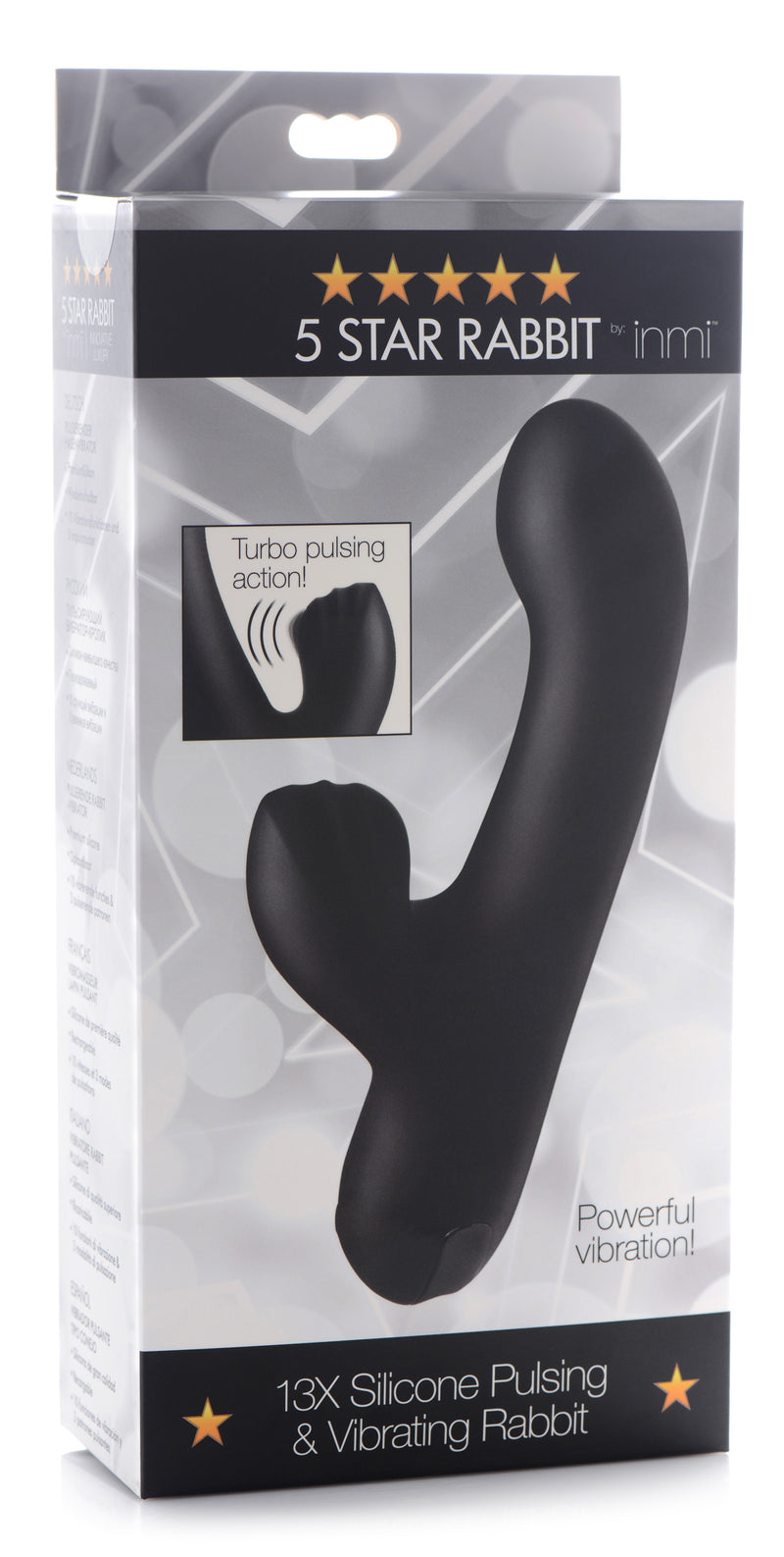 5 Star 13X Silicone Pulsing and Vibrating Rabbit - Black