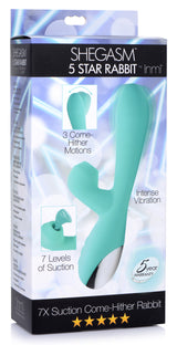 Shegasm 5 Star 7X Suction Come-Hither Silicone Rabbit - Teal