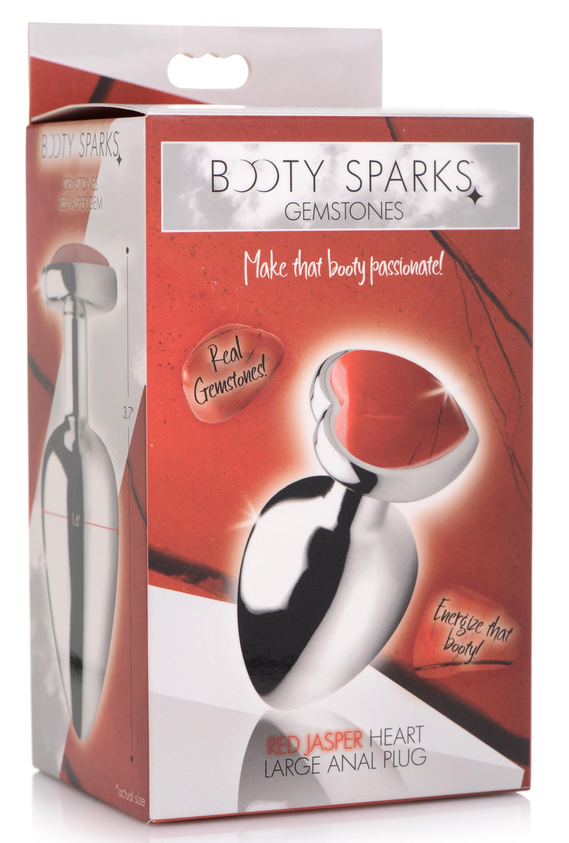 Authentic Red Jasper Gemstone Heart Anal Plug - Large