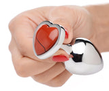 Authentic Red Jasper Gemstone Heart Anal Plug - Medium