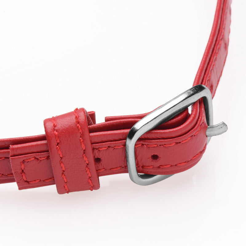 Heart Lock Leather Choker with Lock and Key - Red