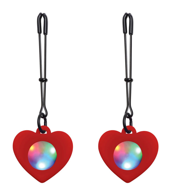 Silicone Light Up Heart Tweezer Nipple Clamps