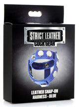 Leather Snap-on Cock Harness - Blue