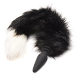 Small Anal Plug with Interchangeable Fox Tail - Black and White