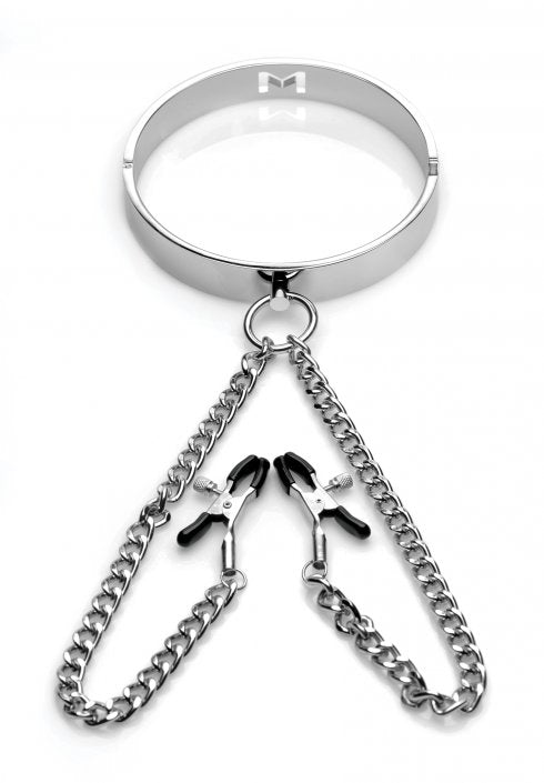 Isabella Sinclaire Slave Collar with Nipple Clamps