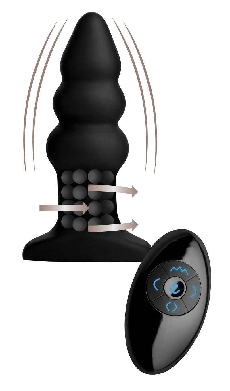 Rippled Rimming Silicone Butt Plug with Remote